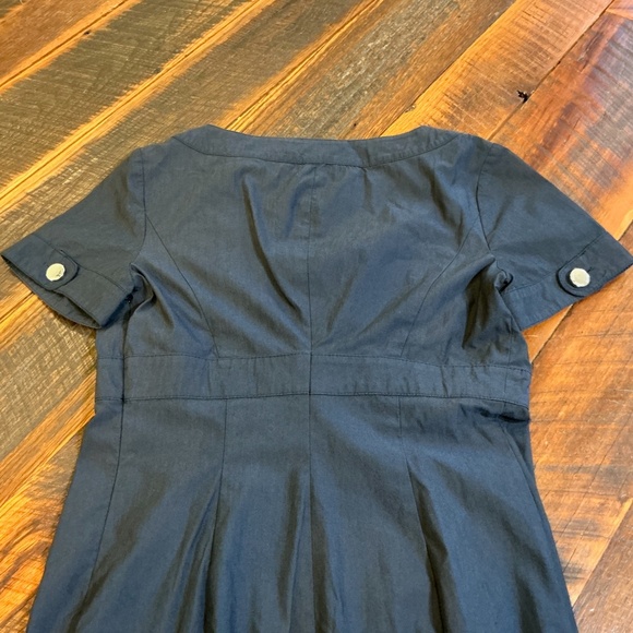 Karen Millen Black Cotton Blend Button Front Sheath Dress Size 8 US - Picture 6 of 11